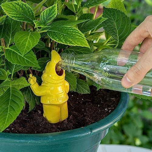 Fisura Original Self Watering Plant Pot - Automatic Watering Gnome Shape - Watering for Indoor Plants with 100ml Capacity - Material: Terracotta (Yellow) - Image 6