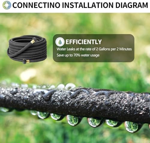 Soaker Hose 25 ft 3-Pack for Garden Beds with Kit, 1/2’’ Soaker Hose 75 ft Heavy Duty, 70% Water Saving Drip Hose Irrigation for Lawn, Landscaping, Garden (Black, 25 FEET x 3PACK) - Image 6