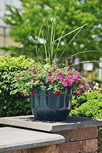 Garden Elements Indoor/Outdoor Glazed Brushed Happy Plastic Planter, Large, Dark Teal, 15" (Pack of 2) - Image 3