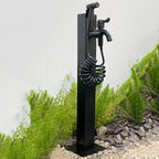 304 Stainless Steel Vertical Garden Water Column with Freestanding Hose Stand, Lock Faucet, Antifreeze Faucet, Hydrant Water Feature Fountain, for Irrigation Gold Square Tube 8 by Unknown