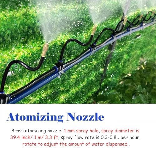 Outdoor Cooling Mist Kit for Patio Backyard Heat Relief, with Brass Nozzles/High Pressure Hose, 360° Adjustable Water Flow Bendable(200m/7874in) - Image 3