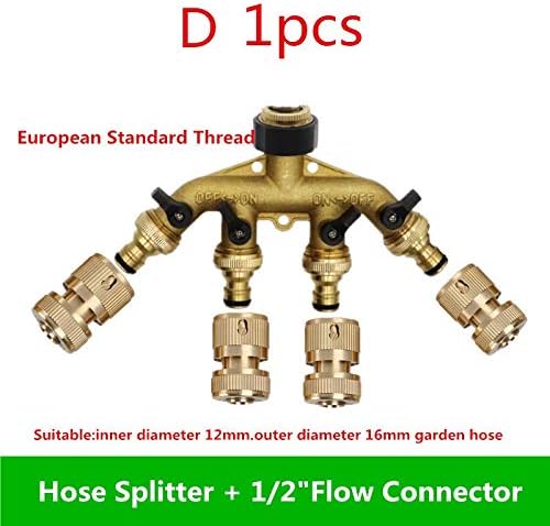 Zkenyao-Brass Connector Washers Hose End Fittings Watering Distributors,4 Way Brass Tap Adaptor Hose Valve Manifold Hose Splitter Tap Adaptors, Simple to Install (Color : D) - Image 2