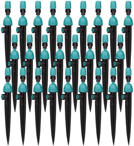 100PCS 2-In-1 Drip Irrigation Emitters with Stake for 1/4 inch Irrigation Tubing, Quick Connect 195mm Stake Sprinkler 8-Hole Watering Dripper＆Misting Nozzles Garden Watering System (100,2-In-1 Nozzle) by MUCIAKIE