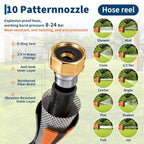 Heavy Duty Retractable Garden Hose Reel 1/2" x 130FT, Extra Long Wall Mounted Hose Reel with 180° Swivel Bracket,Slow Auto Rewind System, Any Length Lock,10-Pattern Spray Nozzle,6.5FT Lead-in Hose - Image 3