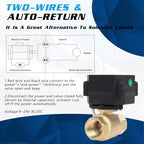 1" Motorized Ball Valve Brass - 2 Wire Auto Return Electric Water Valve with Full Port, 9-24V AC/DC Automatic Ball Valve, IP67 - Image 4