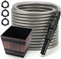 Bernini 40-Ft Metal Garden Hose with Storage Pot, Heavy-Duty, Flexible and Expandable Garden Hose, Kink-Free Stainless Steel, Includes Spray Nozzle & Brass Fittings by BerniniFountains