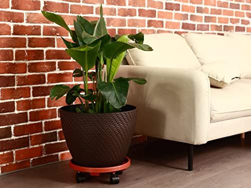 5 Packs Large Plant Caddy with Wheels 13" Rolling Wheeled Plant Stands Heavy-duty Plastic Flower Pot Roller Base Movers Indoor Outdoor Planter Dolly with Casters Trolley, Red - Image 7