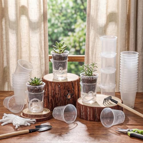 30 Pcak 2.2'' Small Self Watering Planters for Indoor Plants Mini Clear Pots with Water Level Indicator Plastic Automatic-Watering Pot with Drainage Holes for Semi-hydroponic African Violet - Image 2