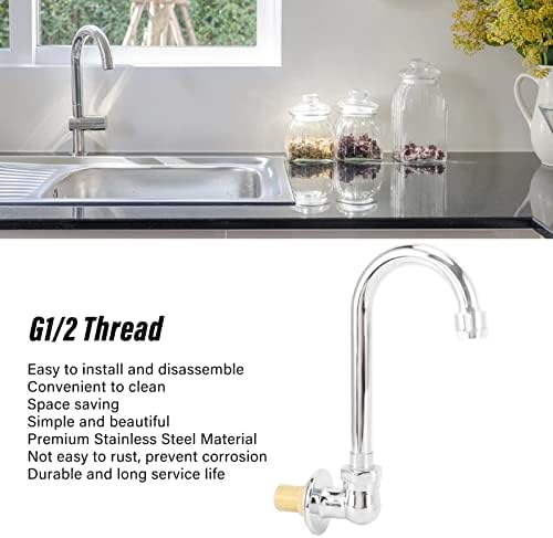 VINGVO Stainless Steel Foot Pedal Faucet, Wall Mounted Knee Valve - Image 2