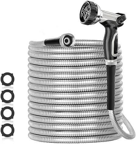 SPECILITE 50ft 304 Stainless Steel Garden Hose + 90 Degree Garden Hose Elbow Hose Adapter - Image 2