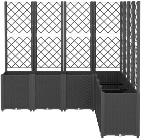Modular Garden Planter Box with Trellis 63x63 Black PP 7 Packs - Image 3