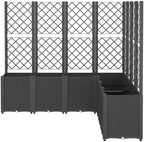 Garden Planter Box with Trellis Modular Outdoor Bed Black - Image 3