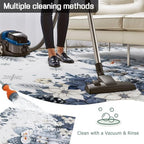 Christmas Floral 5x8 Waterproof Outdoor Rug with Non‑Slip Backing Country Blue White Poinsettia Snowmen Couple Machine Washable Deck Patio Rug Mat for Camping, RV, Garden, Balcony Pool - Image 6