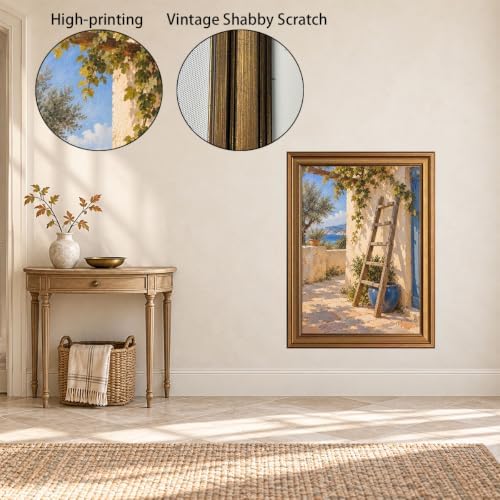 Wooden Ladder and Blue Ceramic Jar Gold Framed Poster for Entryway Art - Image 3