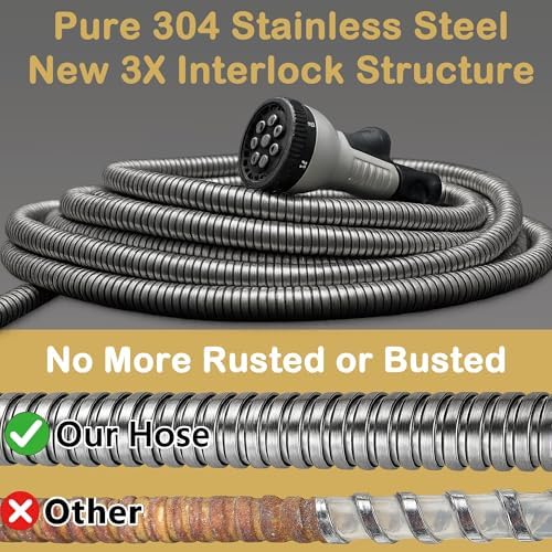 100FT Stainless Steel Garden Hose, 3/4 GHT Male to Female - Image 4