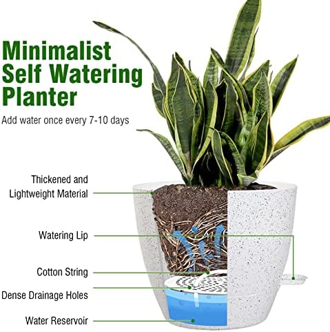 WSMKSZ 12/10/9 inch Self Watering Pots for Indoor Outdoor Plants, Set of 3 - Image 5