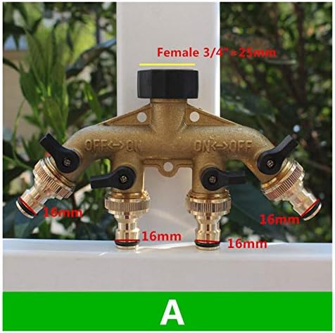Jinchao-Brass Pipe Fittings, 4 Way Brass Tap Adaptor, Hose Valve Manifold Hose Splitter Tap Hose Fittings,1PC Four Channel Water Distributor, Repair Fittings (Color : A) - Image 2