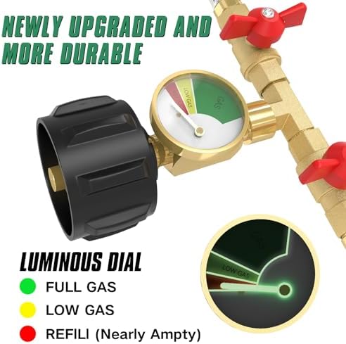 Upgraded 5FT Propane 2 Way Splitter Adapter Hose Stainless Braided Y Splitter Hose 1 lb to 20 lb Converter with Shut Off Valve with Gauge Propane Hose Adapter 1lb LP Appliances to QCC1 5-40lb Tank - Image 6
