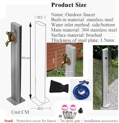 Freestanding Stainless Steel Garden Water Column with Faucet - Frost & Freeze-Proof Outdoor Hydrant for Lawn & Garden, Durable Floor Mount Water Feature - Image 2