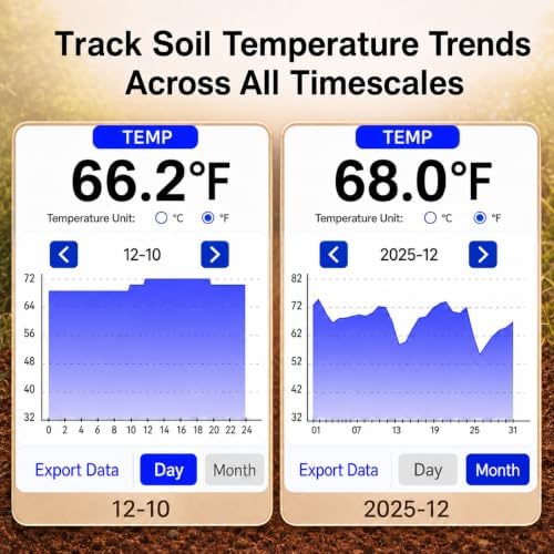 Leave in Soil Moisture Meter, Long Term in Soil Monitoring, Soil Temperature, Sunlight Level Indicator (Full Sun/Partial Sun/Partial Shade/Shade), Indoor Outdoor Garden - Image 6