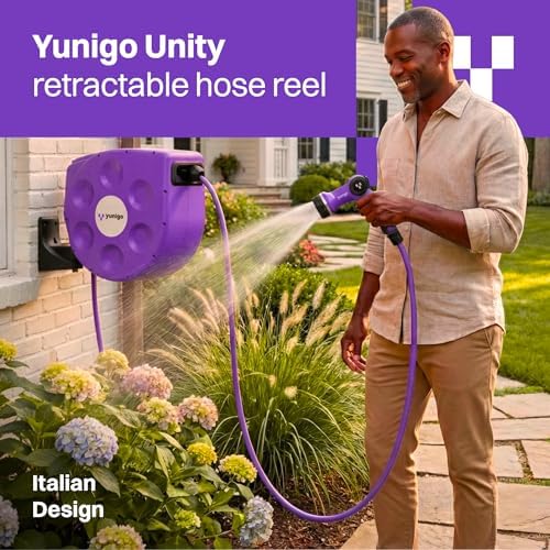 UNITY 100ft, Wall-Mounted Retractable Hose Reel, Slow Rewind, Complete System with Spray Nozzle, 180° Pivoting Mount, Fully Preassembled Compact System for Home & Garden Watering - Image 3