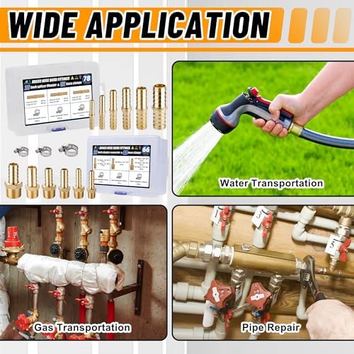 48PCS Brass Hose Barb Fittings with Clamp,Splicer Mender & Adapter - Image 6