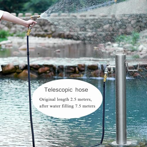 Stainless Steel Water Column Garden Water Tap, Outdoor Water Fountain Courtyard Hydrant, Garden Hose Holder with Faucet, Freestanding Antifreeze Faucet Water Dispenser,H50cm - Image 7