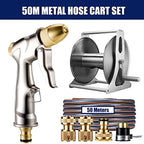 Garden Hose Reel 1/2 Inch Heavy Duty Hose, Outdoor Portable Stainless Steel Hose Storage Stand with Crank, Wall/Floor Mounted Water Pipe Car Roll Hose Holder, Patio Hoses Butler Rack Swivel Bracket - Image 2