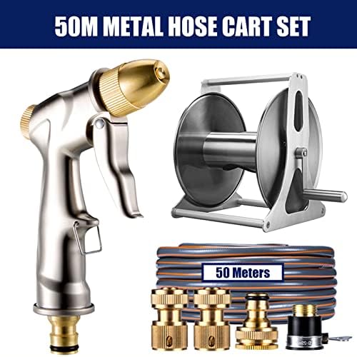 Garden Hose Reel 1/2 Inch Heavy Duty Hose, Outdoor Portable Stainless Steel Hose Storage Stand with Crank, Wall/Floor Mounted Water Pipe Car Roll Hose Holder, Patio Hoses Butler Rack Swivel Bracket - Image 2