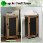 Small Outdoor Storage Cabinet Weatherproof, Wood Garden Potting Bench Table with Removable Shelves, Metal Top, Outdoor Cabinet Work Station for Patio, Backyard, Brown,17.9''x17.9''x33.5'' - Image 2