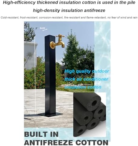 304 Stainless Steel Cylindrical Vertical Garden Water Column,Freestanding Hose Stand with Lock Faucet,Outdoor Antifreeze Faucet Water Dispenser Hydrant Water Feature Fountain - Image 5