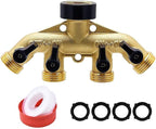 4 Way Brass Hose Splitter with Independent Shut-Off Valves, 3/4" Solid Brass Garden Hose Manifold, Heavy Duty Faucet Adapter for Lawn Sprinkler & Drip Irrigation by Unknown