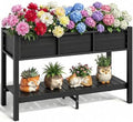 YITAHOME 48x18x30in Raised Garden Bed HDPE, Weather-Resistant Poly Lumber Planter Box with Legs & Storage Shelf, Elevated Garden Bed for Yard, Garden, Balcony - Black by YITAHOME