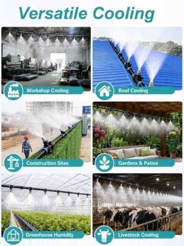 Drip Irrigation Kit 4 Spray Brass Nozzles, PE Tubing Sprinkler Systems, Garden Sprinklers for Greenhouse Livestock Waterparke(100m/328ft) - Image 7