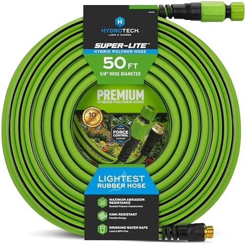 HydroTech Super-Lite Hybrid Polymer Garden Hose 5/8 in x 50 ft, Green by HydroTech