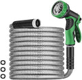 Metal Garden Hose 50FT, Stainless Steel 304 Heavy Duty Water Hose With 10 Function Nozzle, No-Tangle No-Kink, Tough Flexible, Durable and Lightweight, Rust Proof outdoor hose for Yard, Outdoor, RV by Unknown