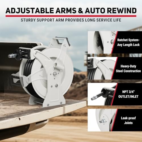 Fuel Hose Reel 3/4" x 33 ft, Retractable Diesel Reel with Nozzle - Image 4