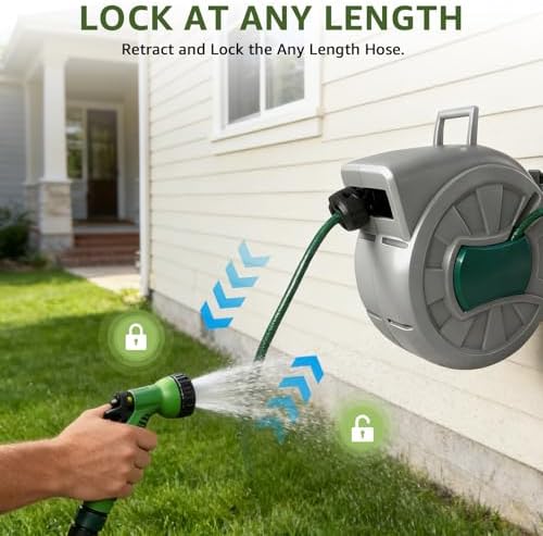 100 ft Retractable Garden Hose Reel 1/2" for Wall Mount Yard - Image 5