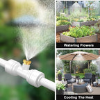 Misting Systems White, Outside Patio Misters, 100FT Misting Cooling System+30 Brass Mister System+2 PE Antioxidant Adapters 3/4"+2 Tee Adapters+2 90 Degree Elbows for Pasture&Garden&Gazebo (White) - Image 5