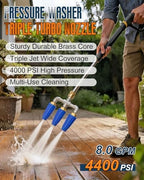 Pressure Washer Nozzle Turbo Accessories Triple Hydro Blast Power Dual Rotating Jet for Garden Hose Washing Tip High Wash Attachments Spray Kit Powerwasher Car 4400 Psi Set 1/4'' Quick (Blue) - Image 2