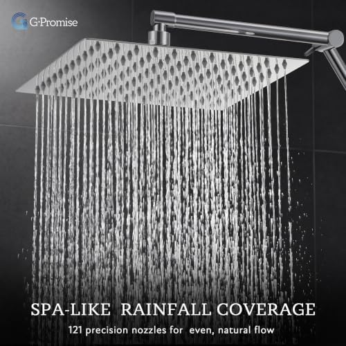 G-Promise All Metal 10 Inches Rainfall Shower Head with Handheld Combo - Image 2