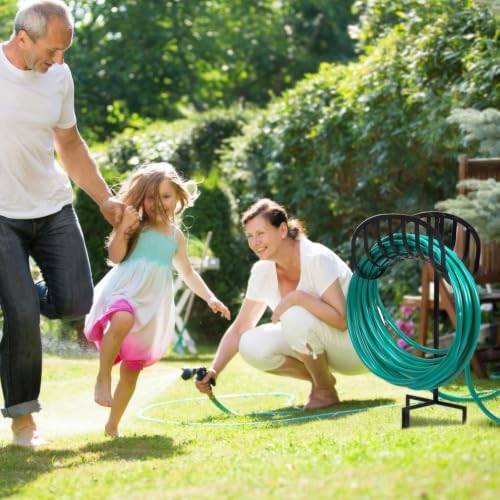 Garden Water Hose Holder Stand With Ground Stakes, Black Freestanding Storage Rack, Holds Up To 125 Ft 5/8 Inch For Backyard, Lawn And Patio Organization - Image 3