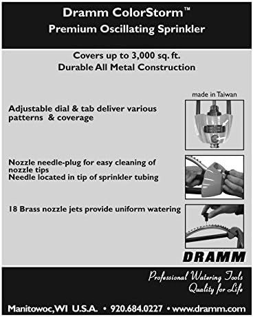 Dramm 10-15001 18" Red Premium Metal Oscillating Sprinkler With Brass Nozzle Jets - Image 4