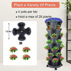 DUNCHATY Stackable Planter, Vertical Garden Planter with Wheels and Tools, Self Watering Strawberry Planter Indoor/Outdoor 7 Tier Herb Planter Pots for Growing Vegetables and Succulents, Dark Gray - Image 3