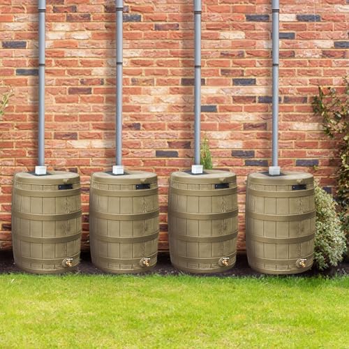Good Ideas Rain Wizard Water Collection Barrel, 50 Gallon, Khaki, 4 Pack - Image 7