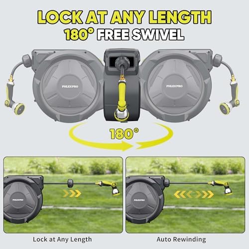 160 FT 1/2" Retractable Garden Hose Reel, Wall Mount - Image 5