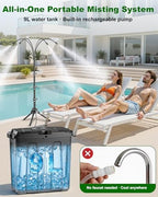 Ausic Portable Misting System with Stand, Water Cooling Misters Set for Outside Patio - 9L Bucket Built-in 10000mAh Battery & PCS Pump & Timer for Outdoor, Canopy, Sport, Golf, Beach, Greenhouse, Camp - Image 2