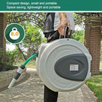 Retractable Garden Hose Reel 65.6ft, Wall Mounted Hose Reel with Nozzle, Any Length Lock Auto Rewind Swivel Bracket for Outdoor Watering, 1/2 Inch Heavy Duty Hose Reel with Multi P - Image 6