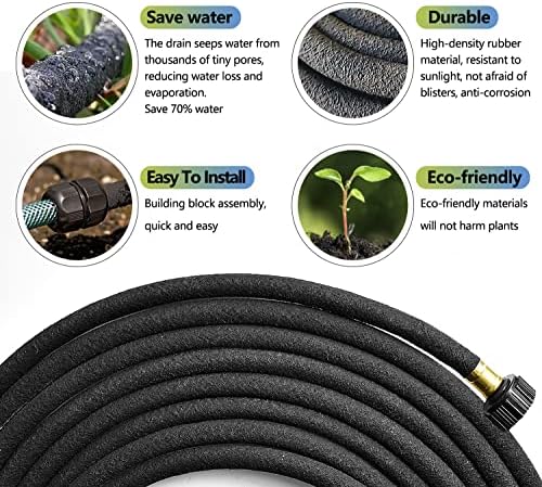Soaker Hose 25 ft 3-Pack for Garden Beds with Kit, 1/2’’ Soaker Hose 75 ft Heavy Duty, 70% Water Saving Drip Hose Irrigation for Lawn, Landscaping, Garden (Black, 25 FEET x 3PACK) - Image 3