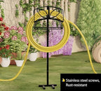 Fire Beauty Garden Hose Holder with Storage Basket,Heavy-Duty,80+ lb Capacity,Rust-Proof Stainless Steel,Organizes 150ft Hose for Patio&Yard,Leaf Design - Image 4